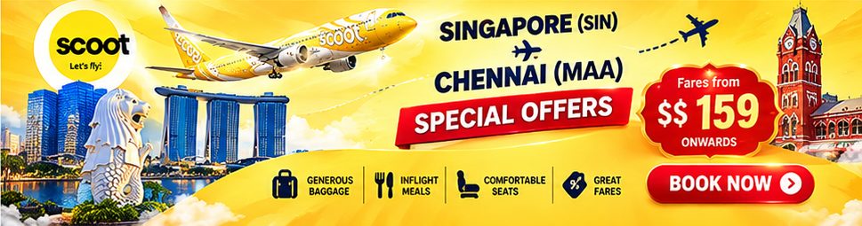 Scoot special offers, Singapore to Chennai