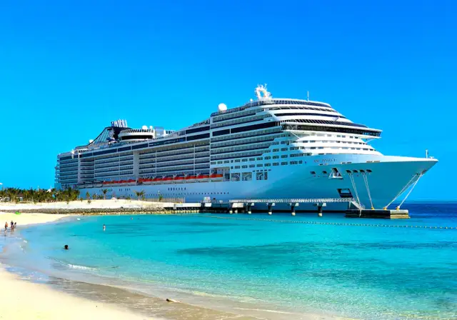 Cruise ship at a tropical beach